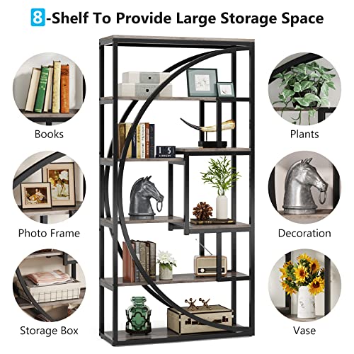Industrial 5-Tier Etagere Bookcase, 70.8 inch Tall, Rustic Brown P587682