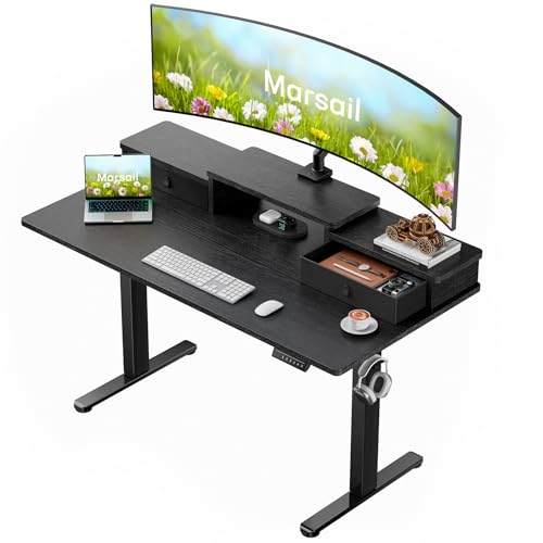 Black 55" x 28" Electric Standing Desk with Drawers X533985