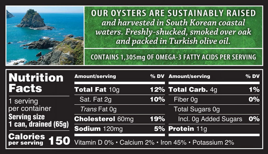 Smoked Oysters in Pure Olive Oil, 3-Ounce Cans (Pack of 18) H600651