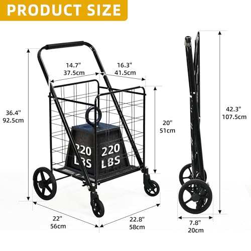 Folding Shopping Cart with Wheels X662