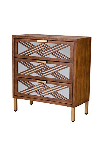 3-Drawer Wooden Accent Dresser with Mirror Fronts G821