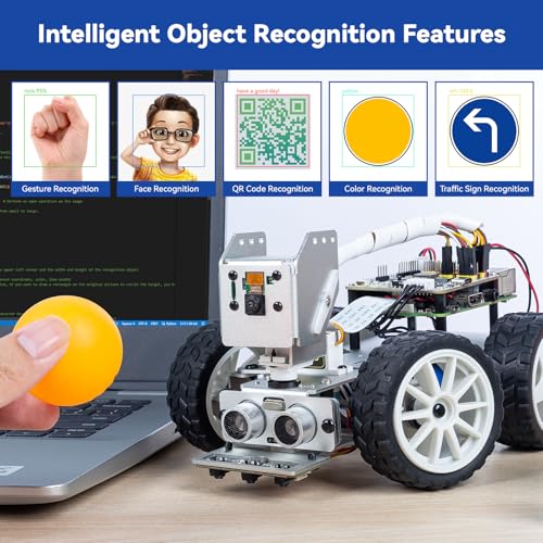 AI Video Robot Car Kit for Raspberry Pi 5/4/3B+/3B with Camera, Mic, Rechargeable Battery G711