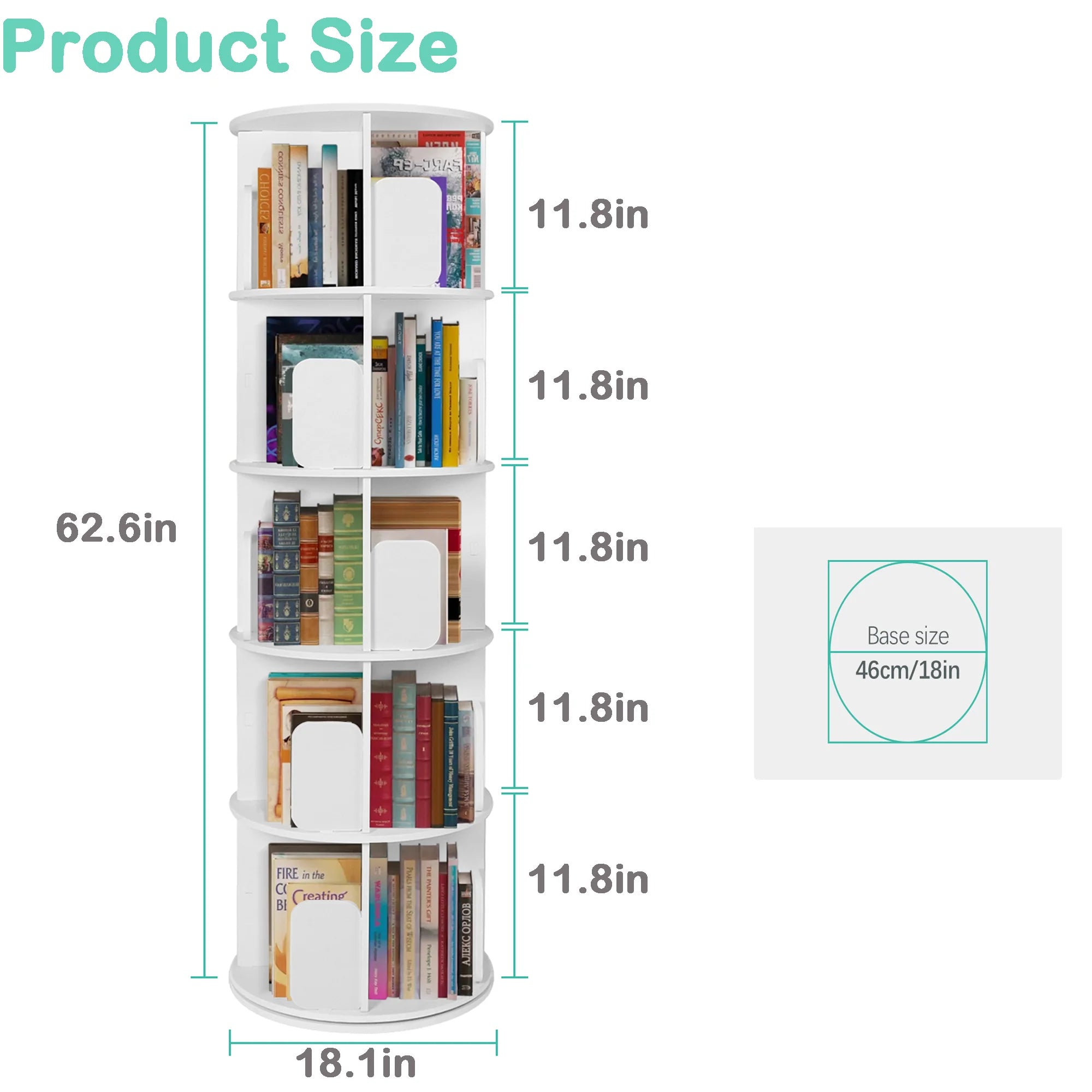 5 Tier 360 Degree Rotating Bookshelf with 20 Shelves N461562