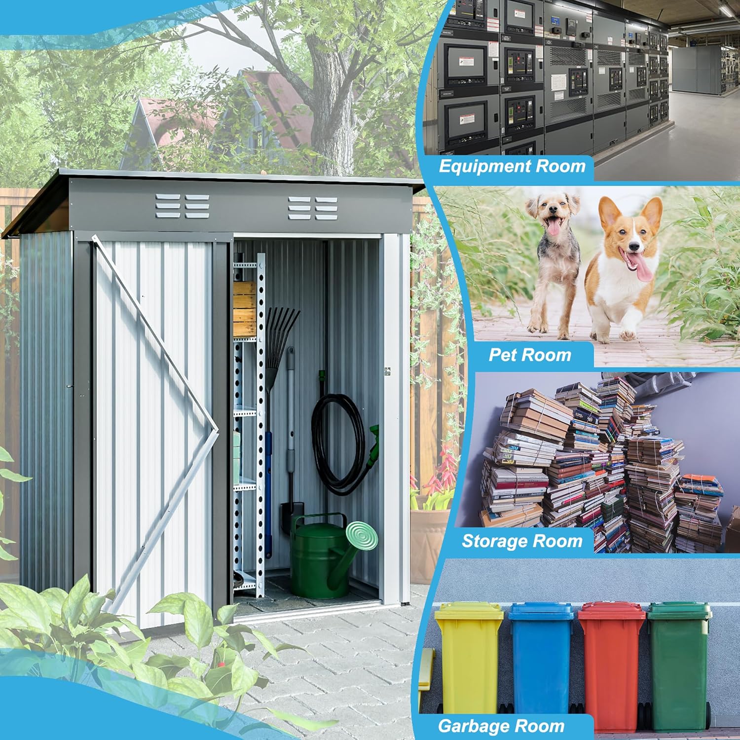 Metal Storage Shed 5x3 FT with Lockable Doors I15138