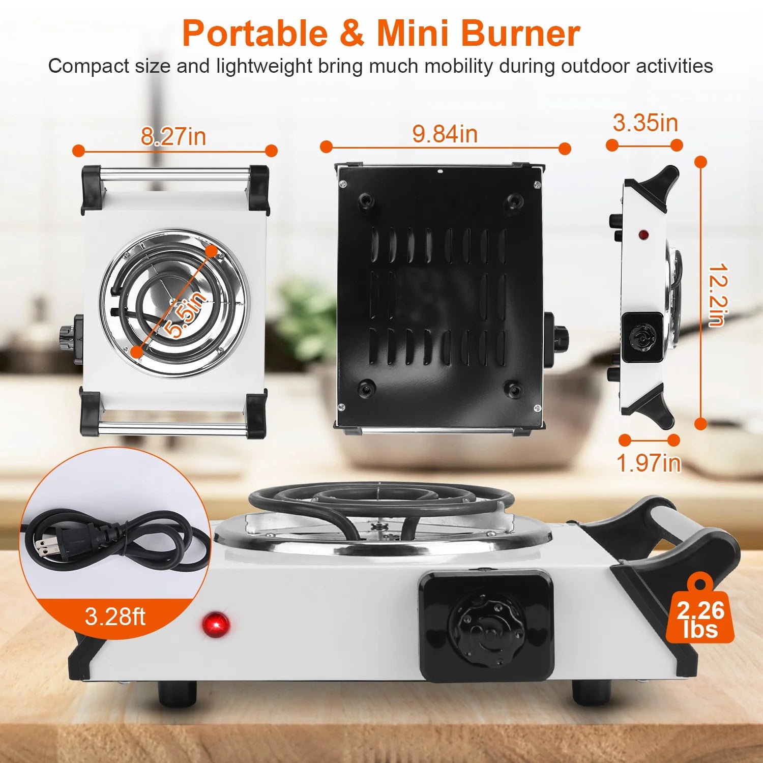 White Electric Single Burner Hot Plate with 5 Temperature Adjustments A3058