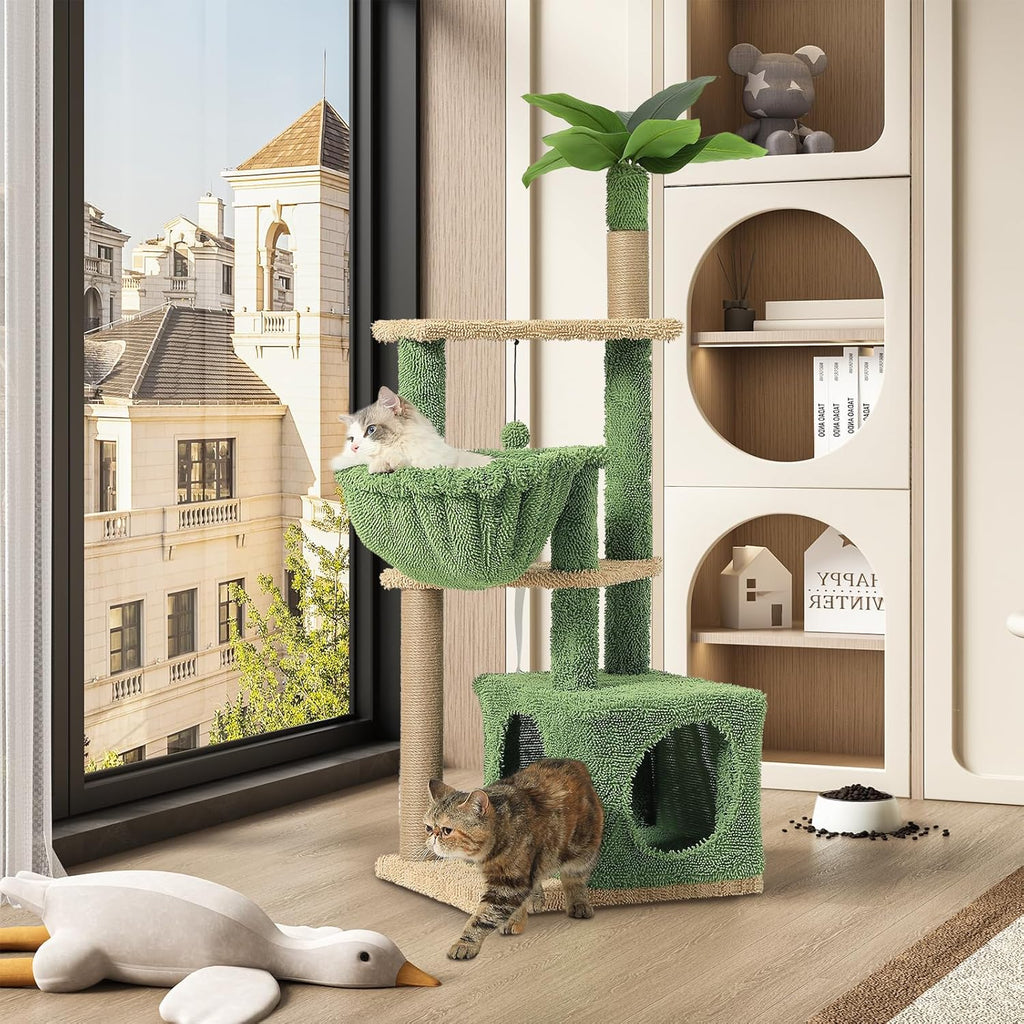 51 Inches Multi-Level Cat Tree with Hammock, Sisal Scratching Posts Z94504