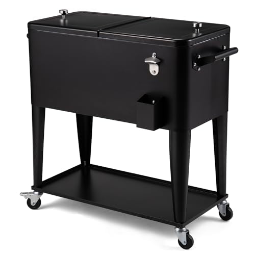 80 Quart Rolling Cooler Cart on Wheels I7311