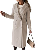 Women's Wool Blend Double Breasted Slim Long Trench Coat R1363