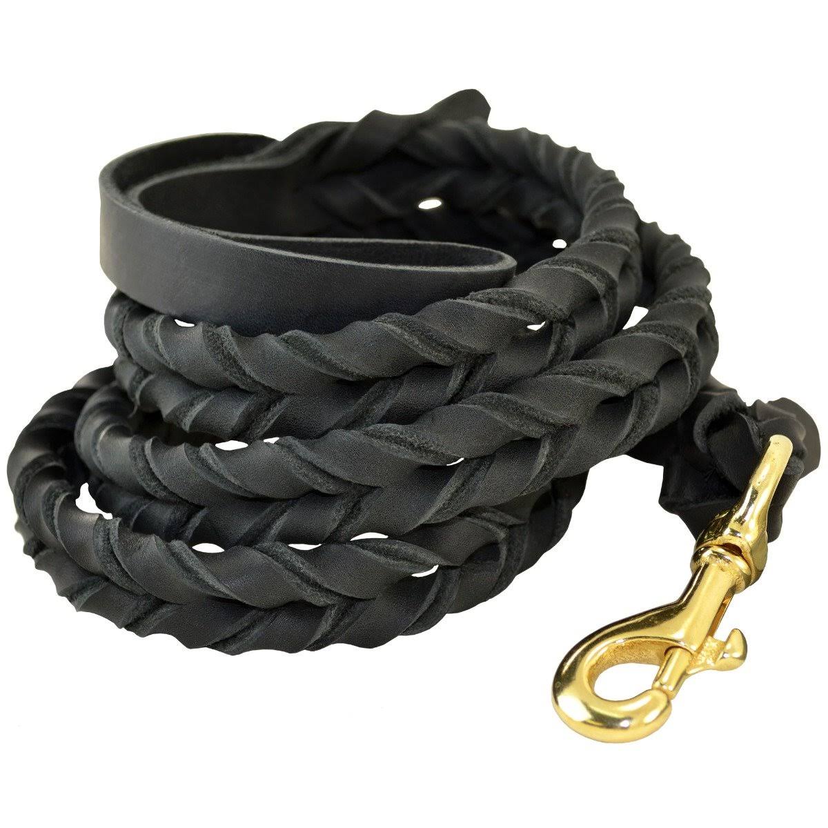 Full-Braided Leather Dog Leash O7375