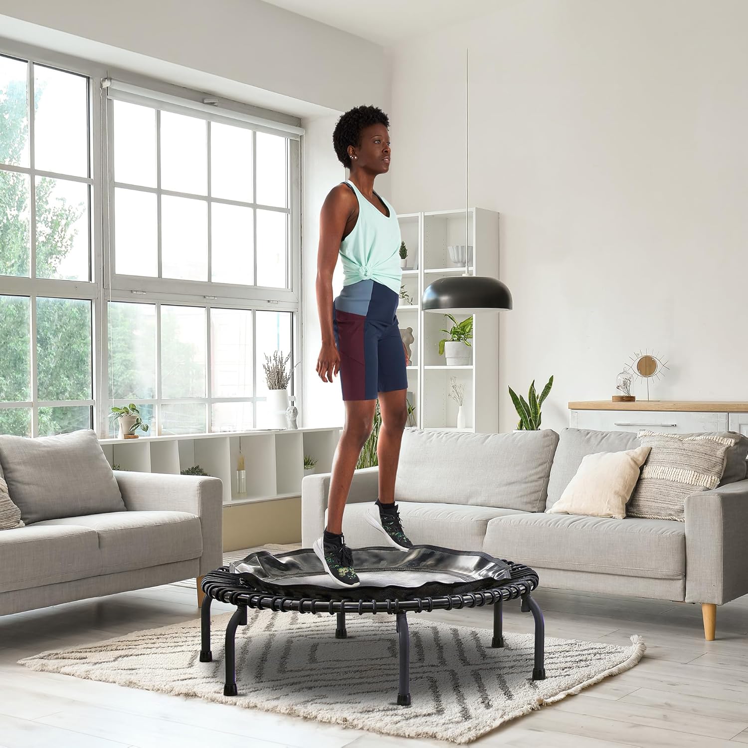 Black 44 Inch Mini Exercise Trampoline I6173