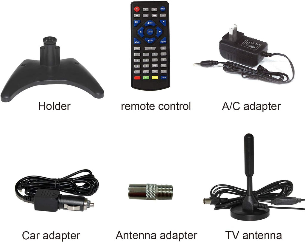 10.6 inch Portable TV with Rechargeable Battery, Built-in ATSC Digital Tuner Y998527