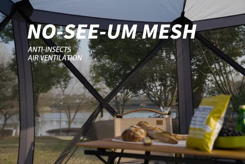 Grey 12'x12' 6 Sided Pop Up Gazebo Screen House W850