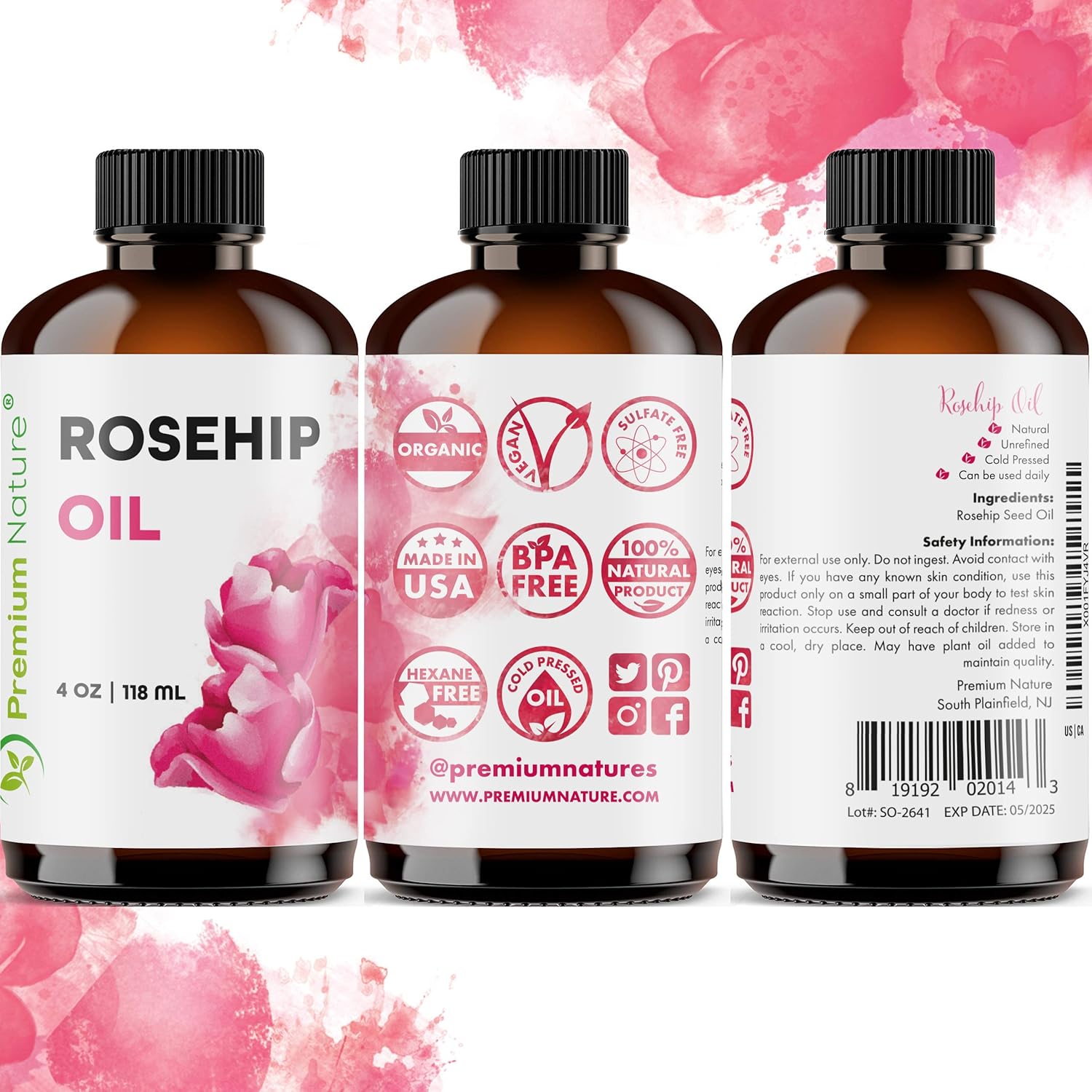 Rosehip Seed Oil Cold Pressed Unrefined Oil 4oz B979