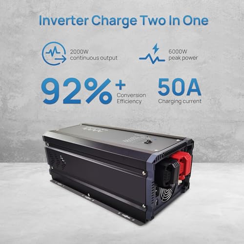 2000W Pure Sine Wave Power Inverter Charger 12V DC to 120V AC with LCD Remote Panel P797