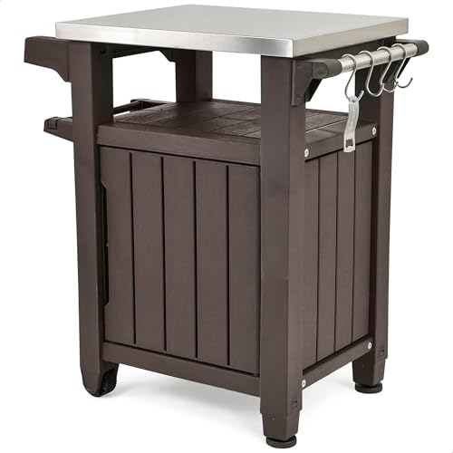Dark Brown Rolling Table Cart with Wheels B7177