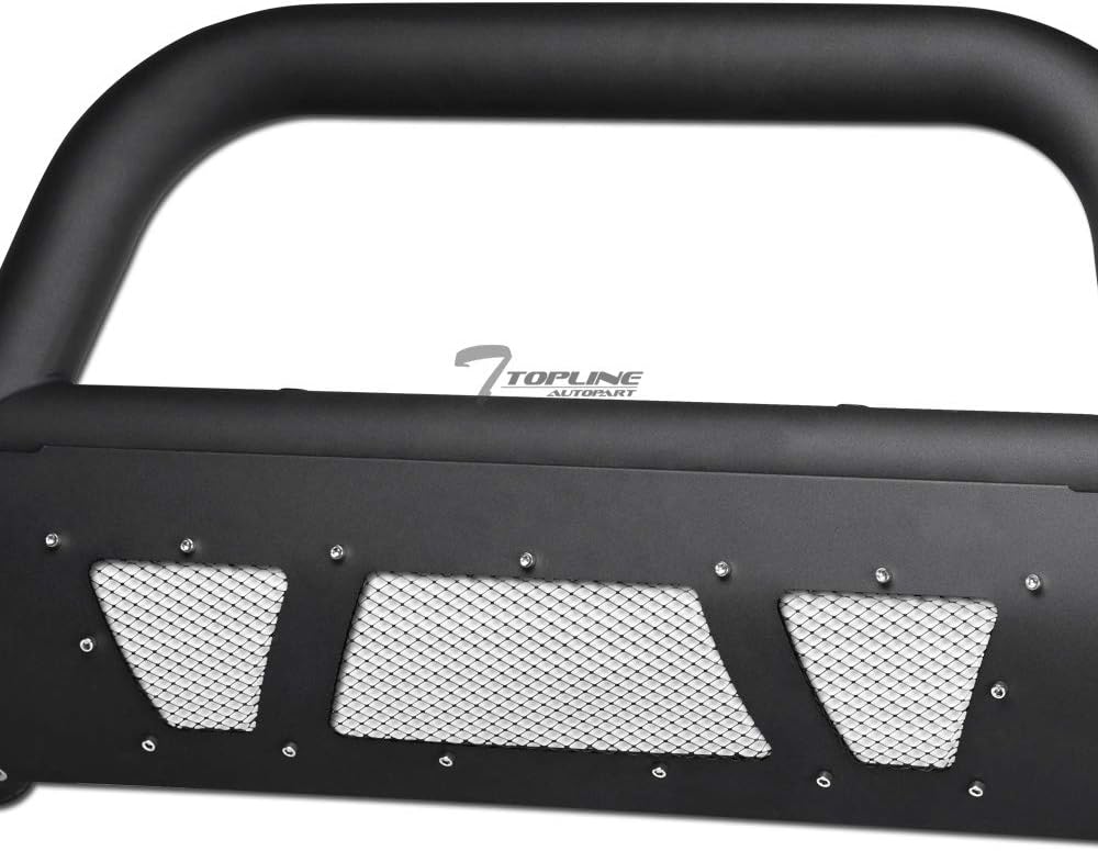 Matte Black Mesh Bull Bar Brush Push Front Bumper Grill Guard With Skid Plate T868