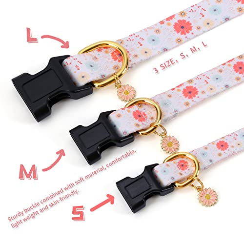 White Peach Dog Collar with Pendant (Small) H2361