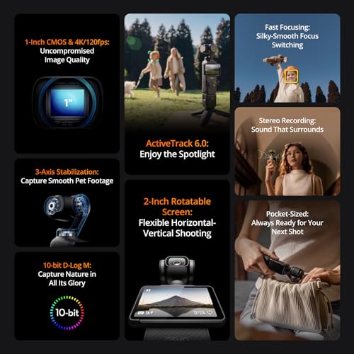 DJI Osmo Pocket 3 Capture More Combo, Vlogging Camera with 1'' CMOS & 4K/120fps Video, 3-Axis Stabilization, Fast Focusing, Face/Object Tracking, 2" Rotatable Touchscreen M714643