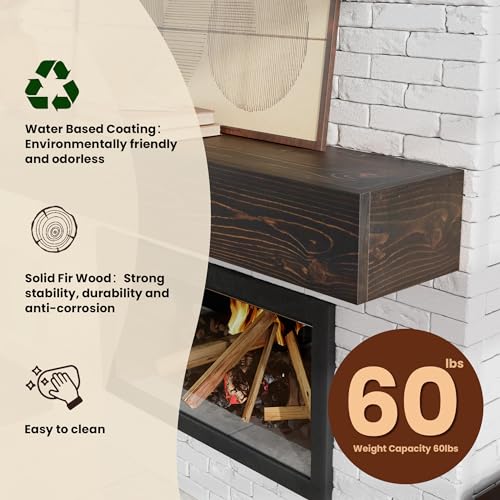 Oak Floating Mantel Shelf 60 X 9 X 6 inch J16142