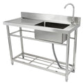 Stainless Steel Utility Sink, 1 Compartment Free Standing Small Sink with Workbench Faucet and Legs, 39.4 x 19.1 x 37.4 in Commercial Single Bowl Sink T22652