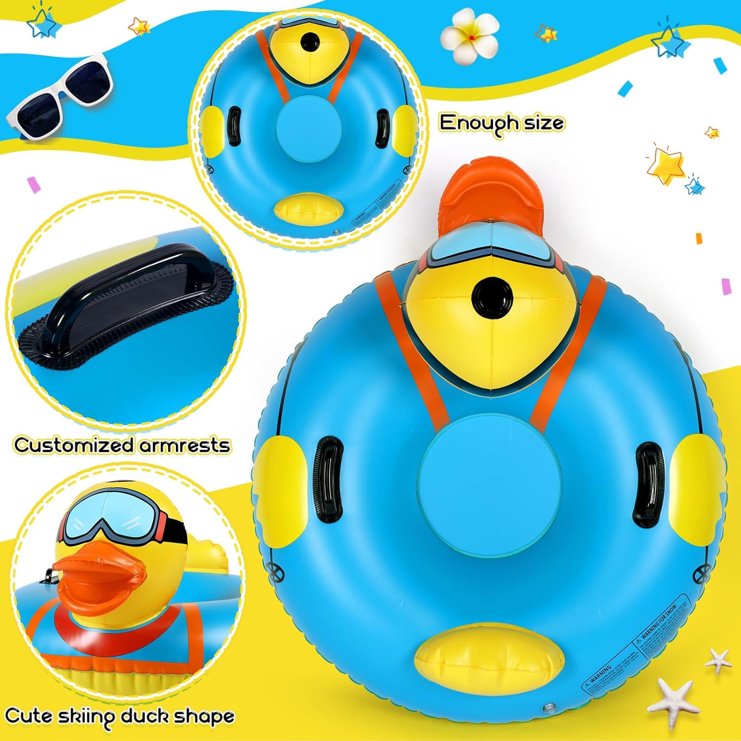 2 Pcs Inflatable Snow Sled Tube 37 Inch 47 Inch PVC K7016