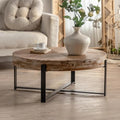 Natural & Gold Solid Wood Round Coffee Table R64744
