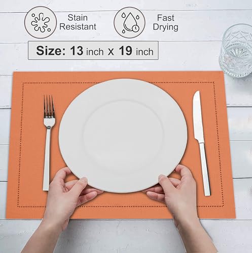 Ivory Linen Placemats Set of 6 13x19 Inch D9358