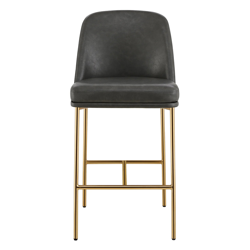 27 inch Faux Leather Counter Height Bar Stool Set of 2 with Back & Metal Legs U532728