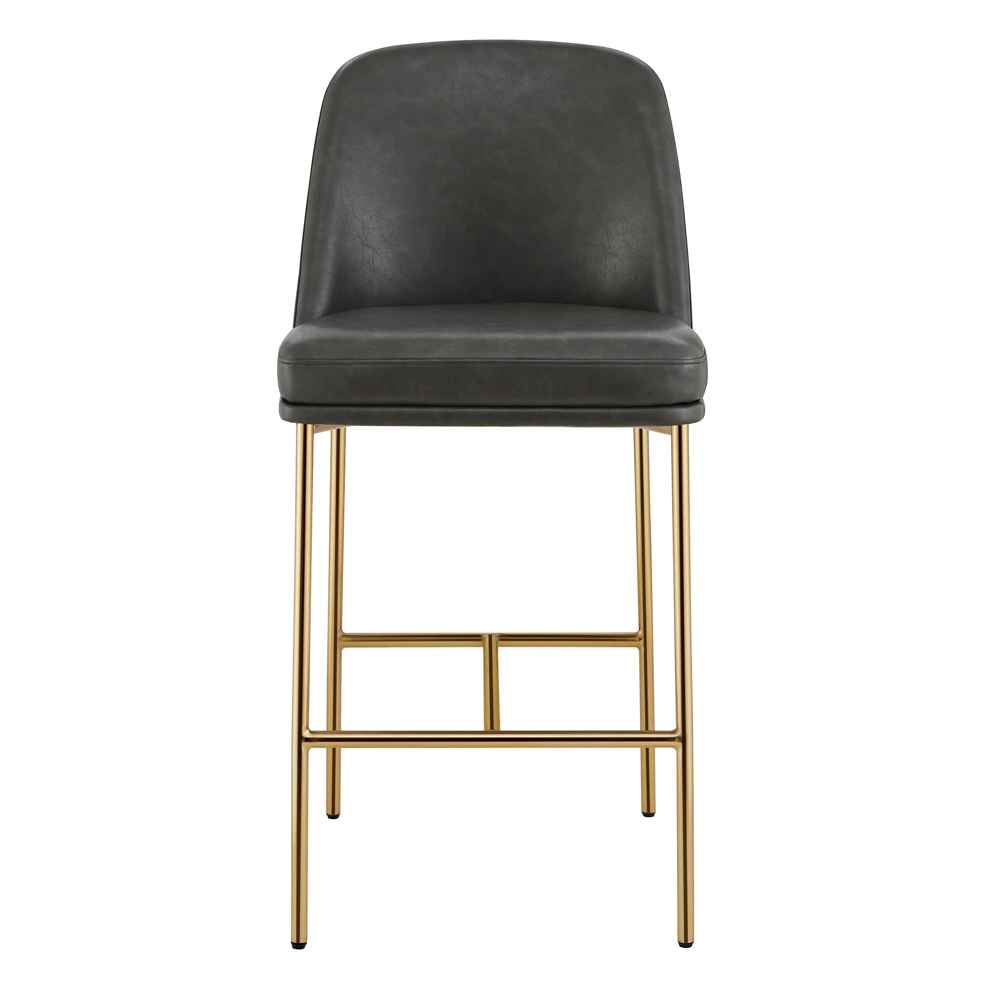 27 inch Faux Leather Counter Height Bar Stool Set of 2 with Back & Metal Legs U532728