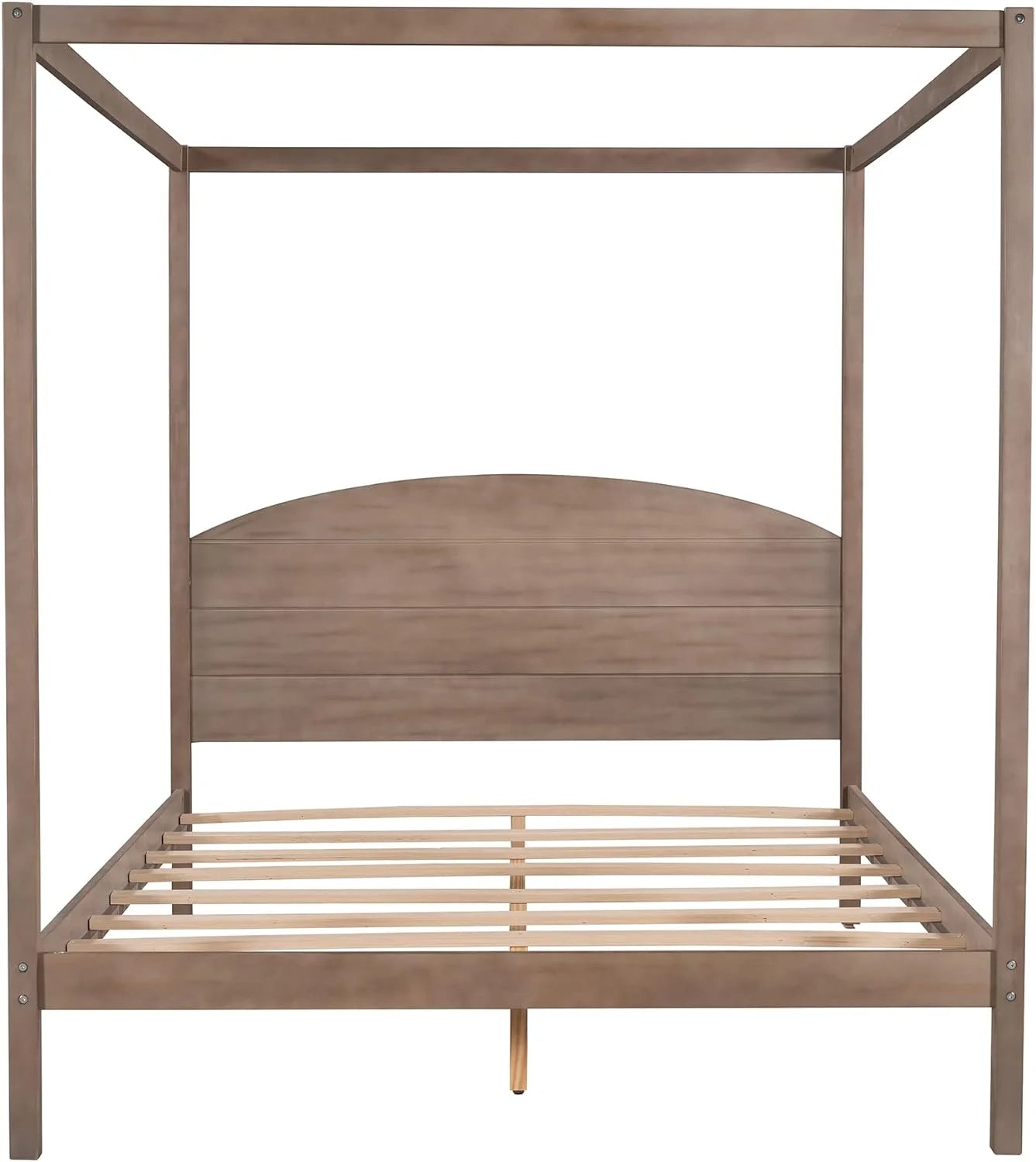 Brown Wash Queen Size 4-Post Canopy Bed Frame F196