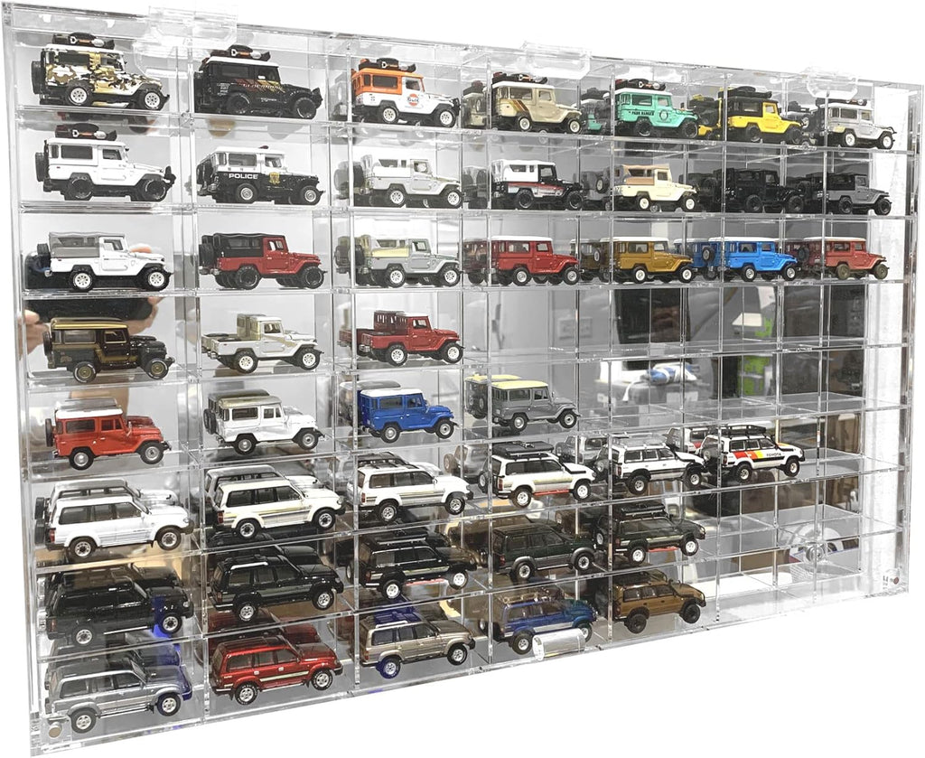 56 Compartment 1/64 Scale Diecast Model Car Display Case with Door I861