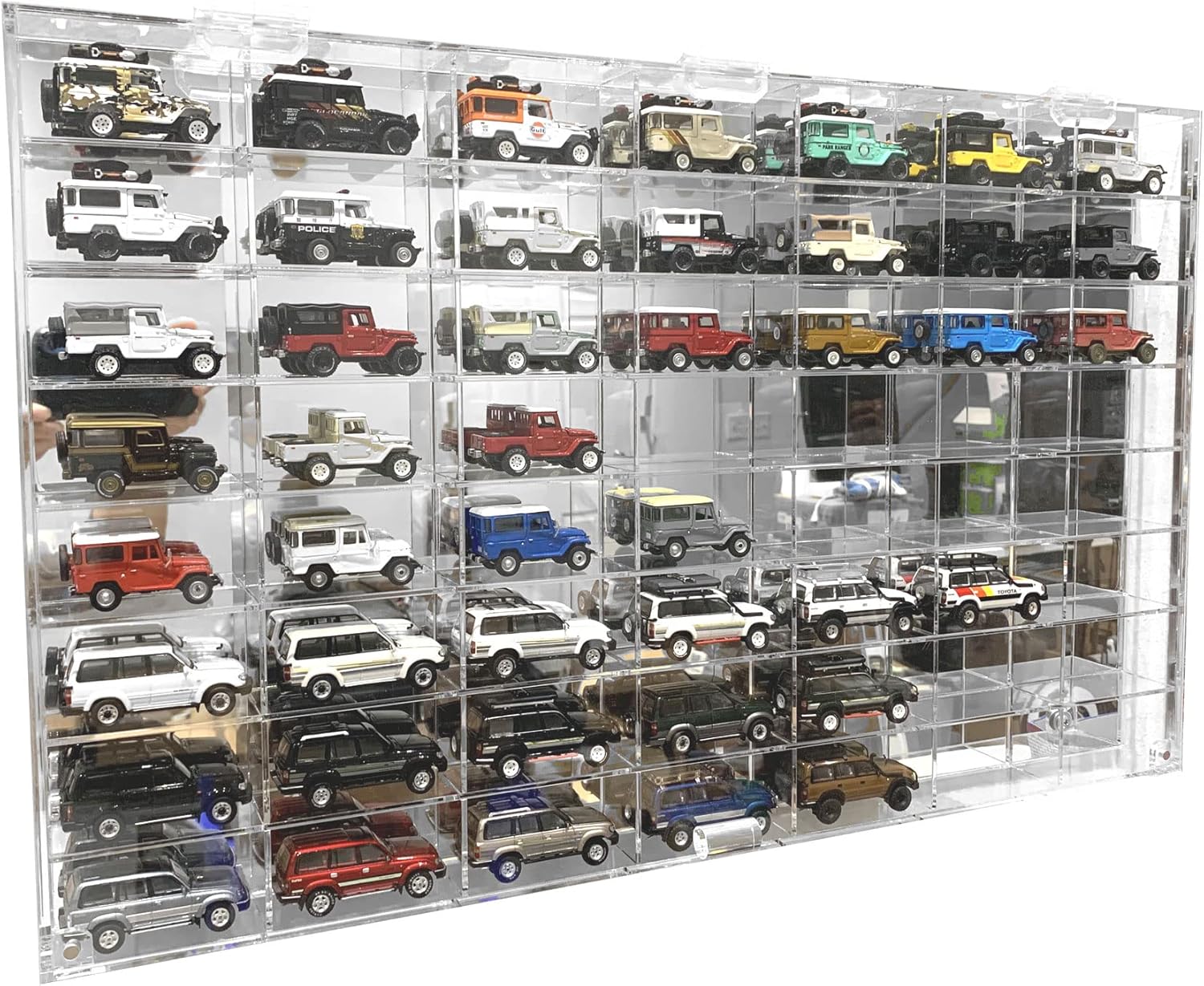 56 Compartment 1/64 Scale Diecast Model Car Display Case with Door I861