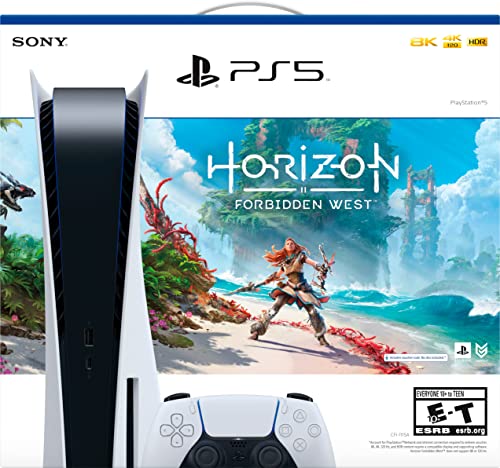Playstation 5 Disc Version Console Horizon Forbidden West Bundle - 4K-TV Gaming, 16GB GDDR-6 RAM, 8K Output, WiFi 6, Ultra-High Speed 825GB SSD L57550