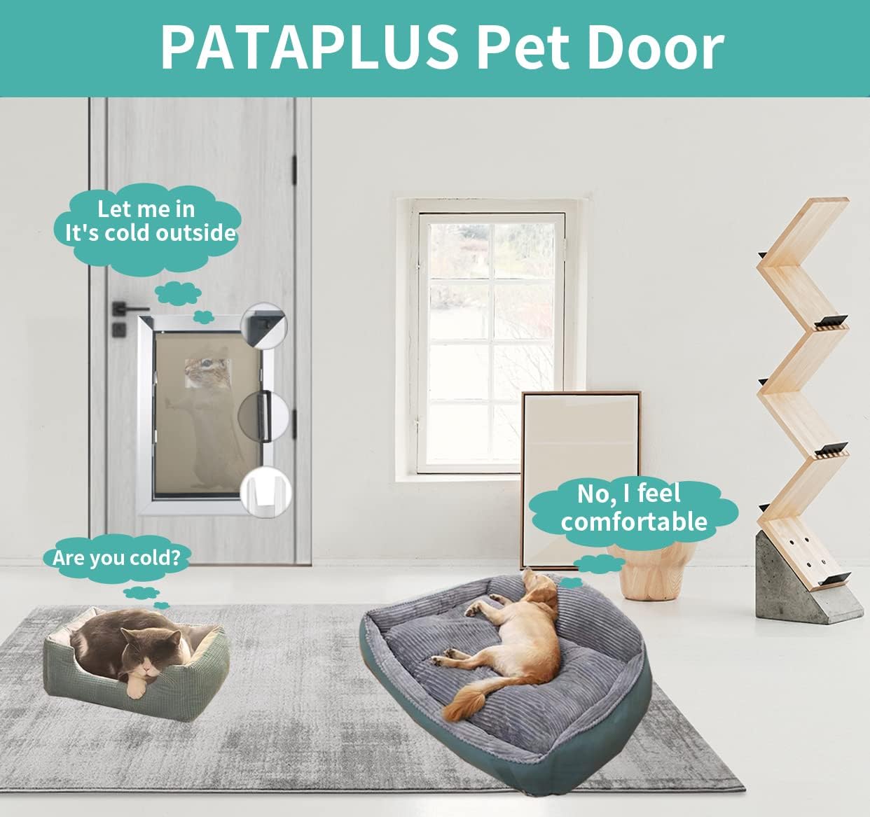 Large Pet Door Aluminum Dog Door Cat Door with Slide-in Lock Panel and Magnetic Flaps O208