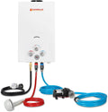 Camplux Propane Portable Tankless Water Heater Outdoor 2.64 GPM Instant Hot Camping Showers with 3.3 GPM Water Pump & Pipe Strainer K456