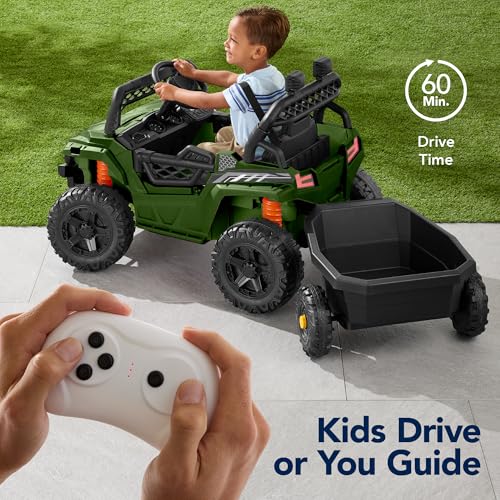Black 12V Electric Ride On UTV Car with Trailer T5203