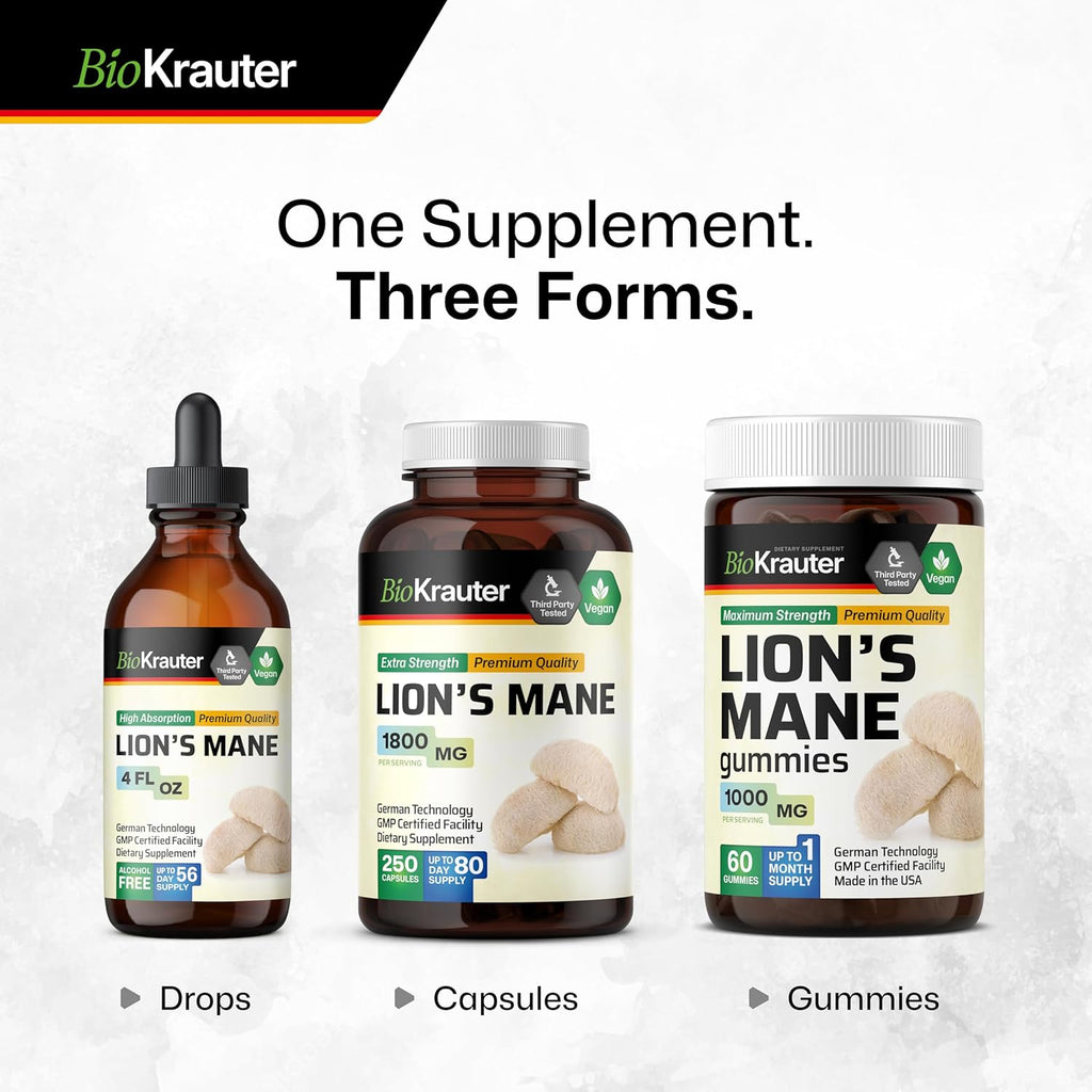 Vegan Organic Lion's Mane Mushroom Supplement Capsules S43632
