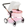 Baby Doll Double Stroller Pink Foldable Canopy Swivel Wheels Basket R4557