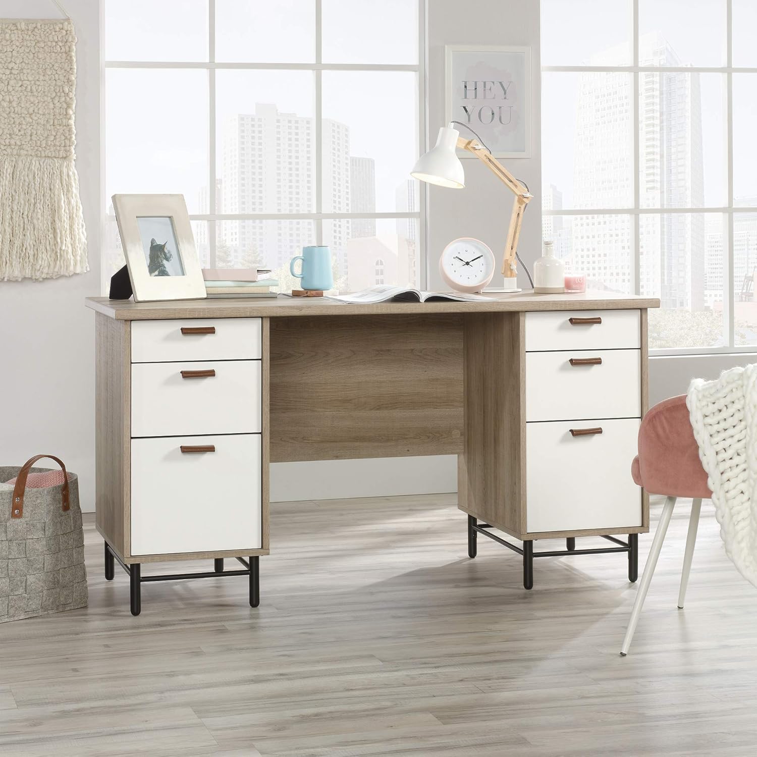 Executive Desk, Sky Oak Finish E69570