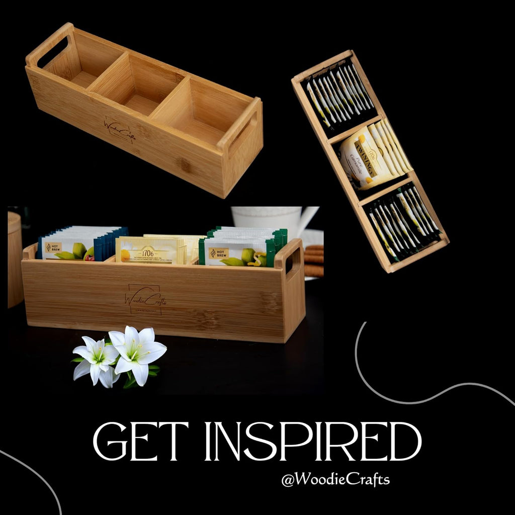 Bamboo Wood Tea Bag Storage Organizer Box C7380