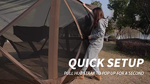 Grey 12'x12' 6 Sided Pop Up Gazebo Screen House W850