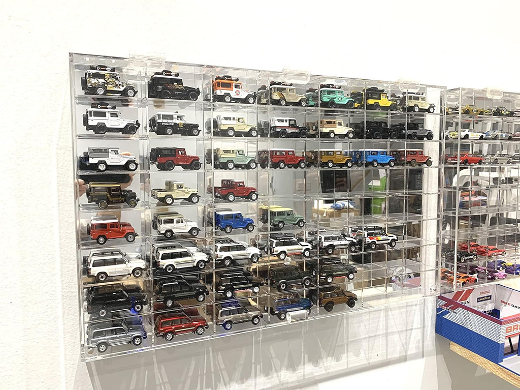 56 Compartment 1/64 Scale Diecast Model Car Display Case with Door I861