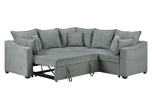 Oversized Corduroy U-Shaped Sectional Sofa with Chaise Lounge and 7 Toss Pillows Z499028