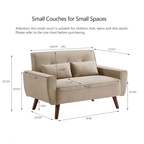 Green Small Loveseat Sofa with Wood Legs V8966