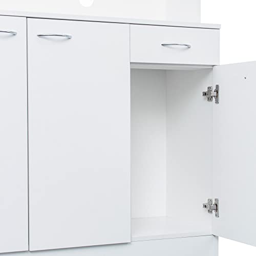 White 39" W Tall Freestanding Wood Wardrobe Armoire with Doors and Storage Shelves K770029