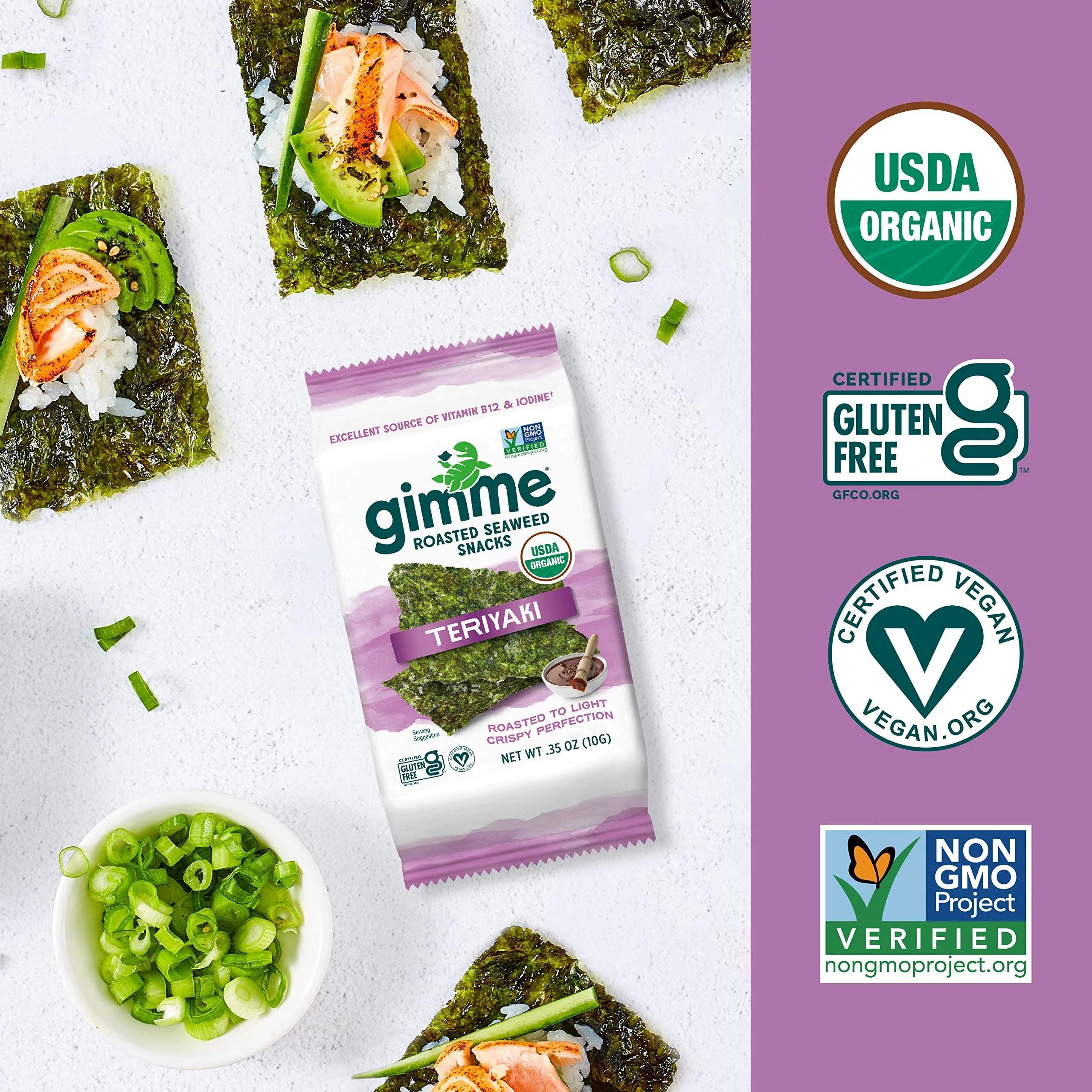Organic Roasted Seaweed Sheets, 12 Count D637679