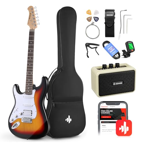 Black HSS Solid Body Electric Guitar with Amplifier, Bag, Tuner, Capo, Strap, Cable, Picks I69075