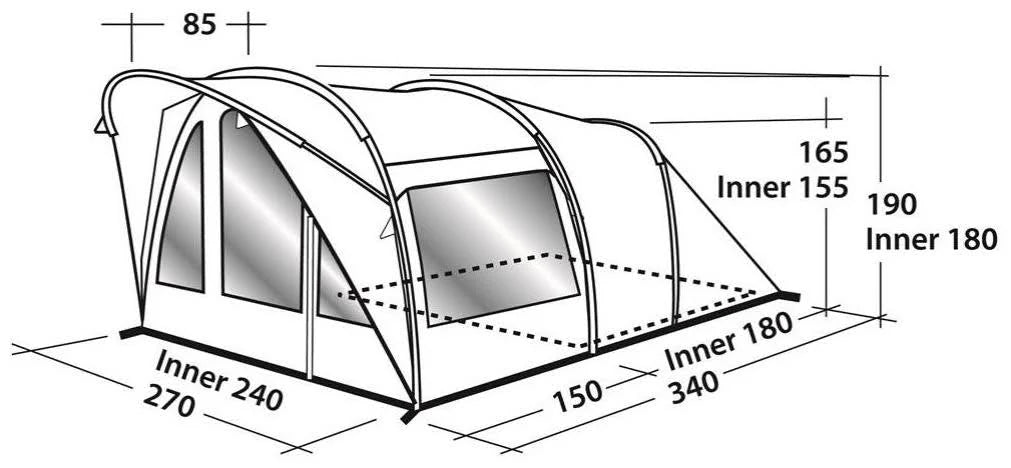 3 Person 2 Room Inflatable Tunnel Tent F641818