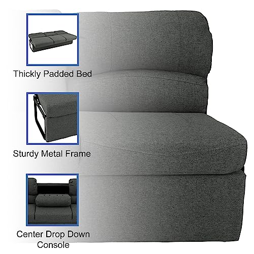 72" RV Jackknife Sleeper Sofa with Drop-Down Console Cloth Fabric D52119