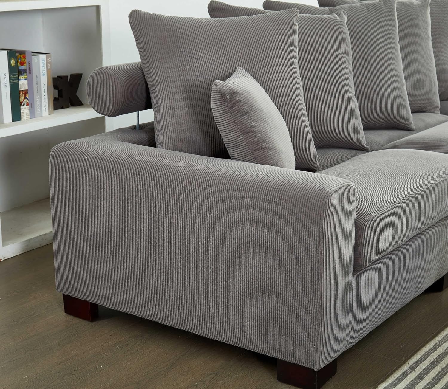Modular 5-Seater Couch L&U Shape Sectional Sofa Corduroy Fabric Y276